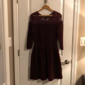 Jessica Simpson burgundy sweater skater dress